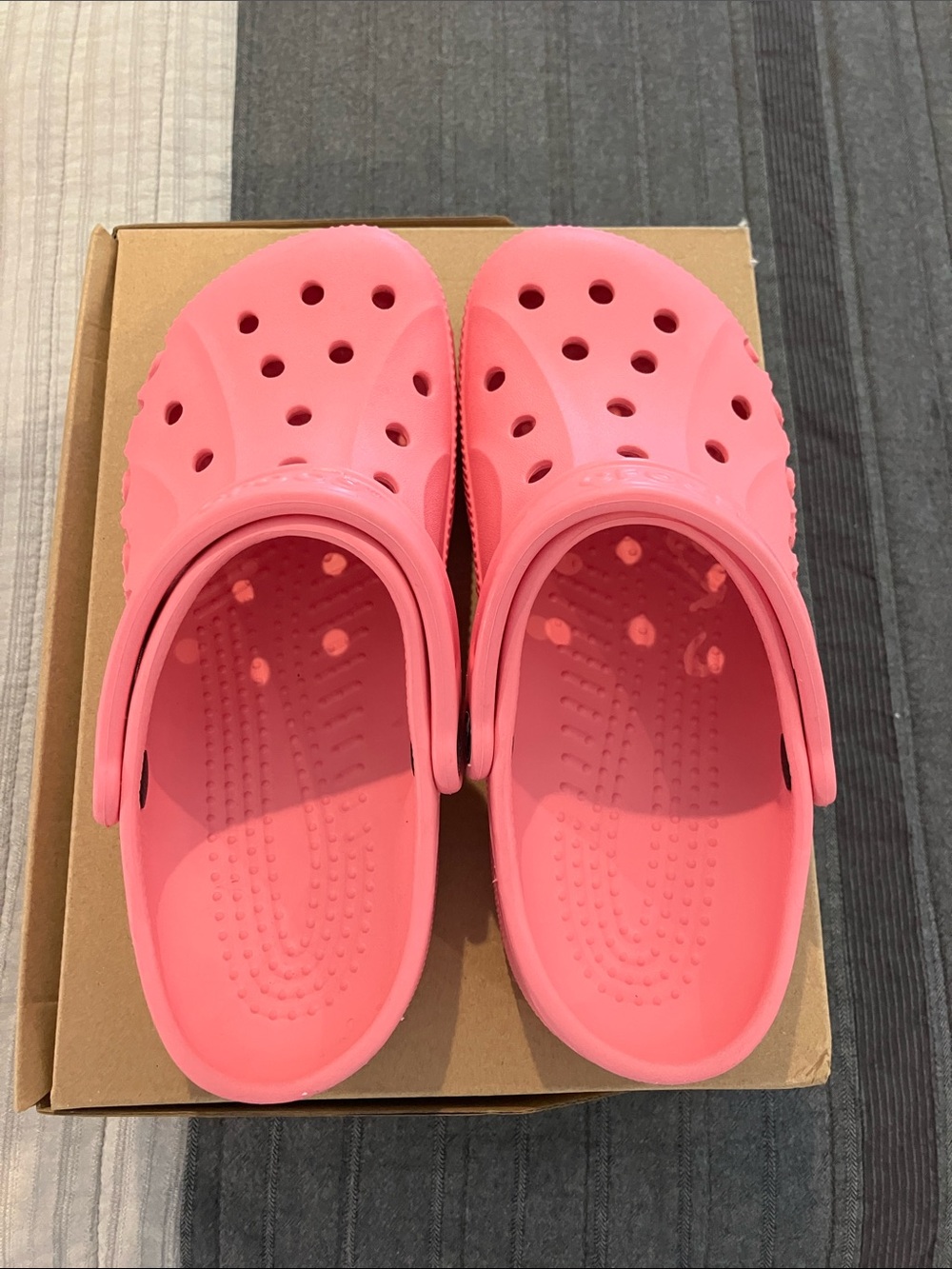 CROCS Woman’s Coral Pink Classic Clog with Heel Strap